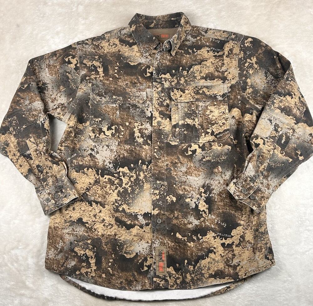 RedHead Silent Shirt Hide Mens Sz L TrueTimber Prairie Camo Hunting Button Down